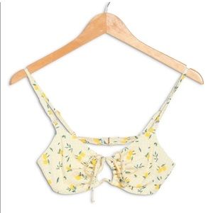 Yellow Lemon Print Bikini Top